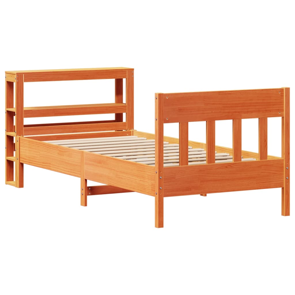 viaszbarna tömör fenyőfa ágy matrac nélkül 75 x 190 cm