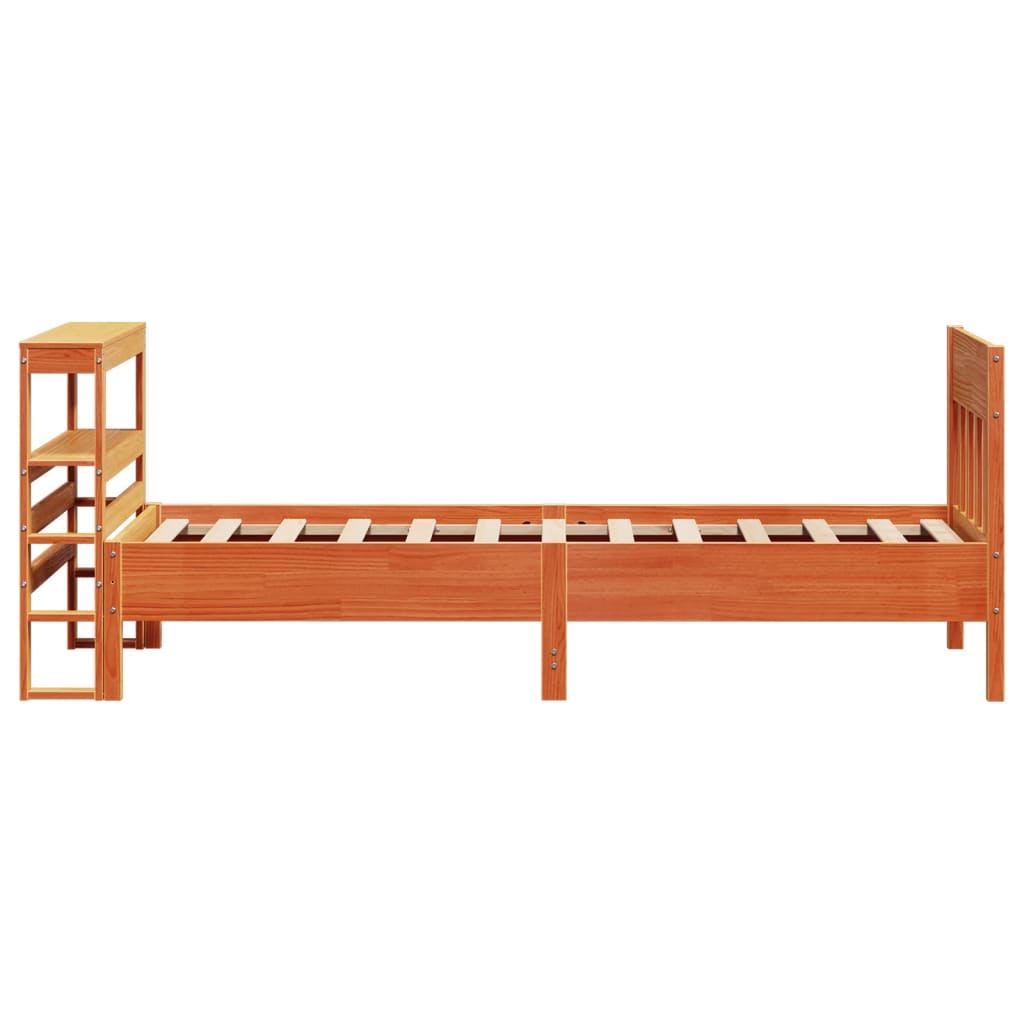 viaszbarna tömör fenyőfa ágy matrac nélkül 75 x 190 cm