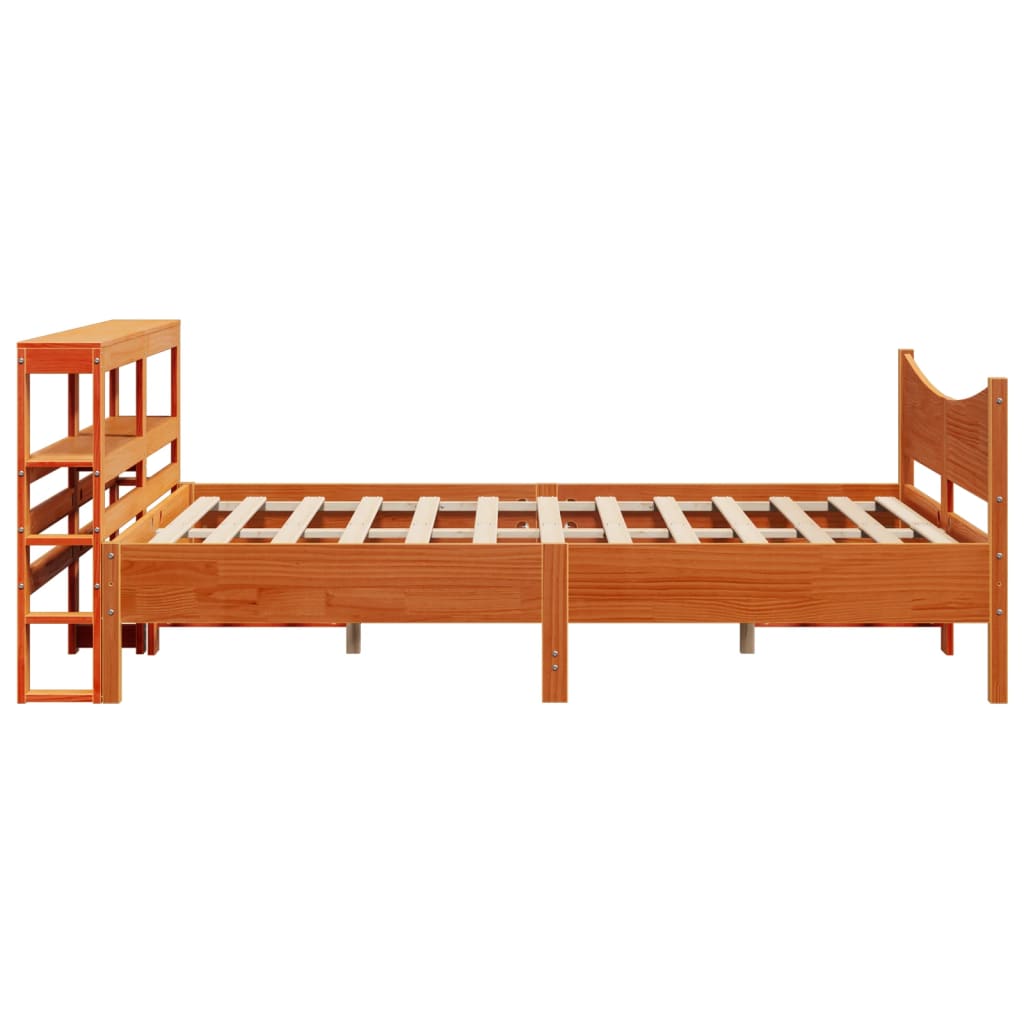 viaszbarna tömör fenyőfa ágykeret fejtámlával 120 x 200 cm