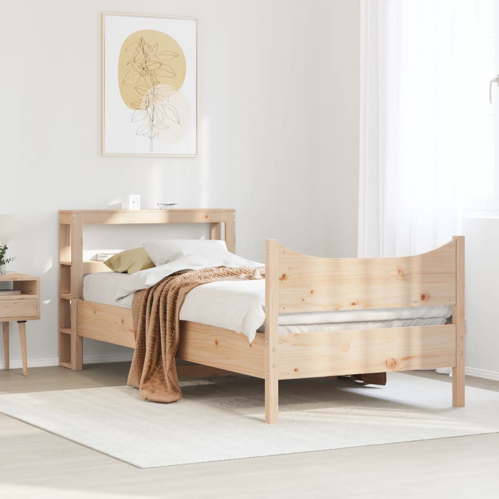 tömör fenyőfa ágykeret fejtámlával 75 x 190 cm