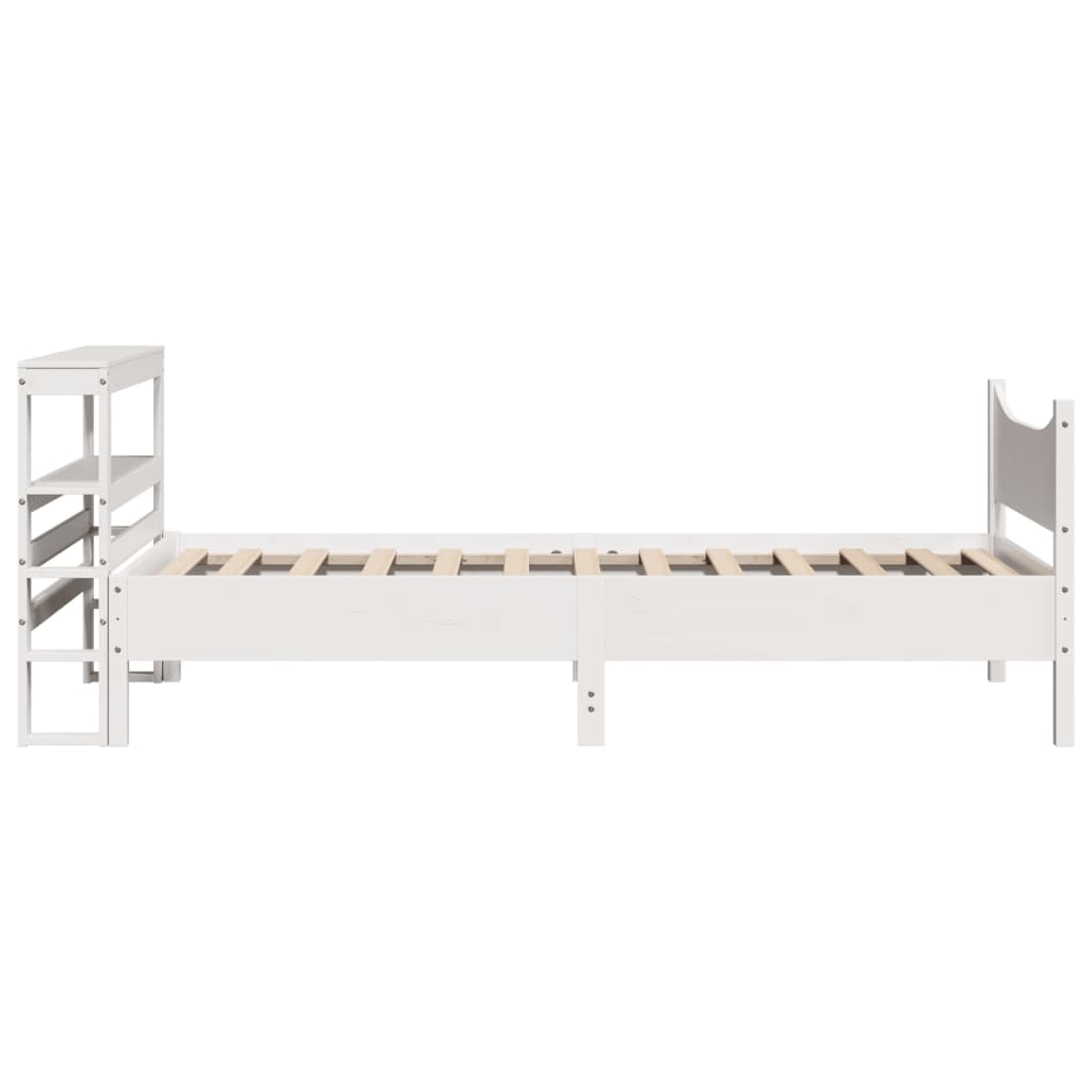fehér tömör fenyőfa ágykeret fejtámlával 75 x 190 cm