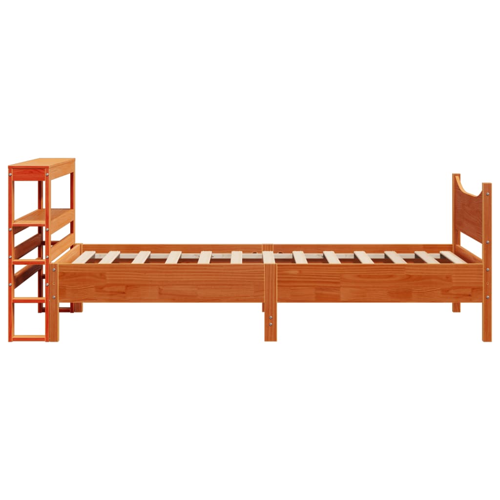viaszbarna tömör fenyőfa ágykeret fejtámlával 75 x 190 cm
