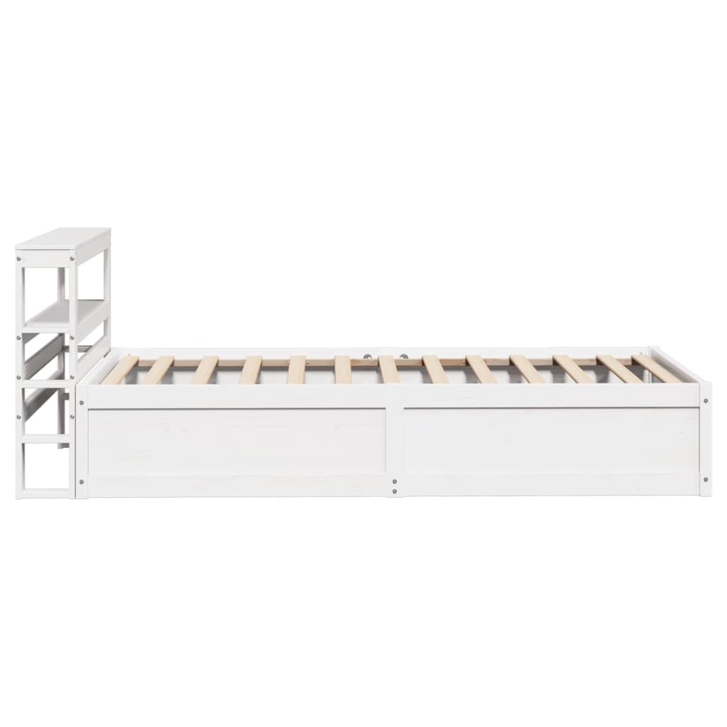 fehér tömör fenyőfa ágykeret fejtámlával 90 x 200 cm