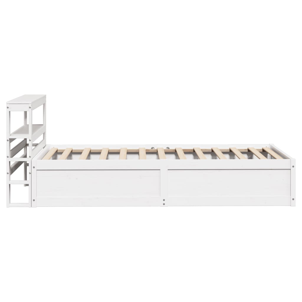 fehér tömör fenyőfa ágykeret fejtámlával 75 x 190 cm