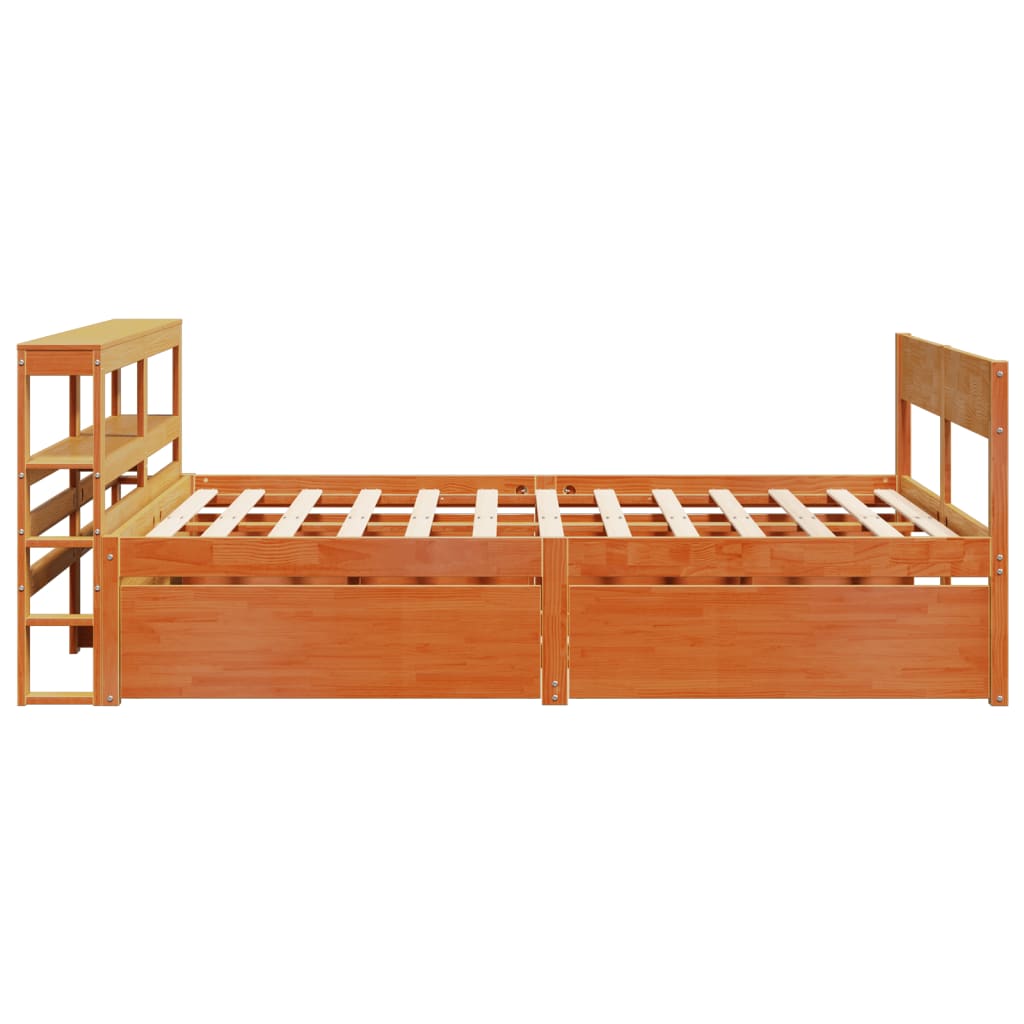 viaszbarna tömör fenyőfa ágy matrac nélkül 140 x 200 cm