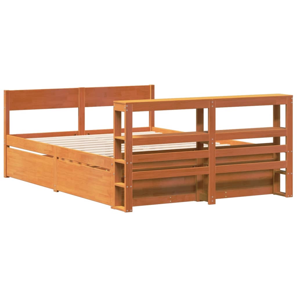 viaszbarna tömör fenyőfa ágy matrac nélkül 120 x 200 cm
