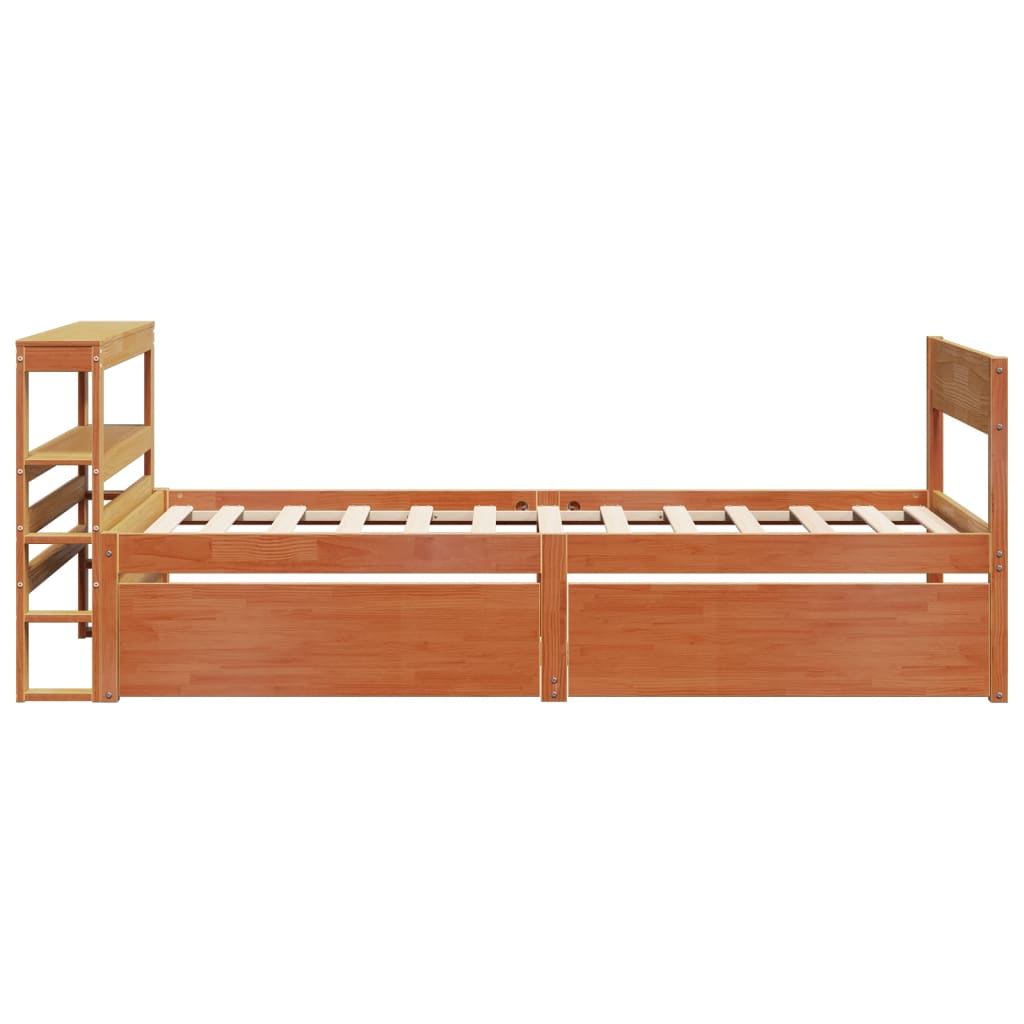 viaszbarna tömör fenyőfa ágy matrac nélkül 100 x 200 cm