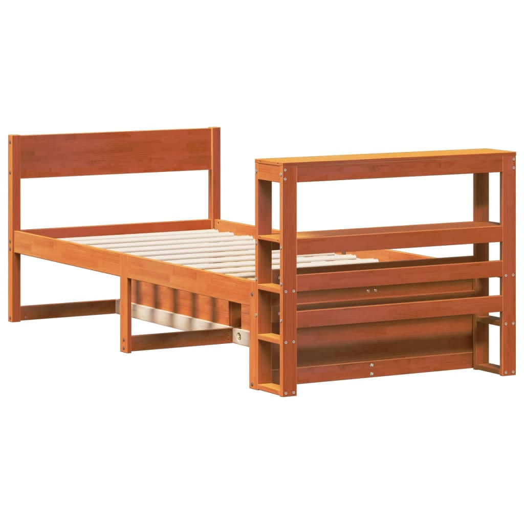viaszbarna tömör fenyőfa ágy matrac nélkül 100 x 200 cm