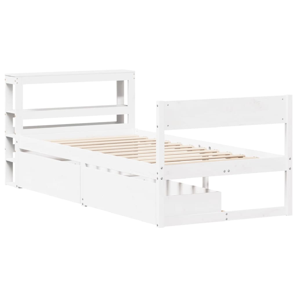 fehér tömör fenyőfa ágy matrac nélkül 90 x 200 cm