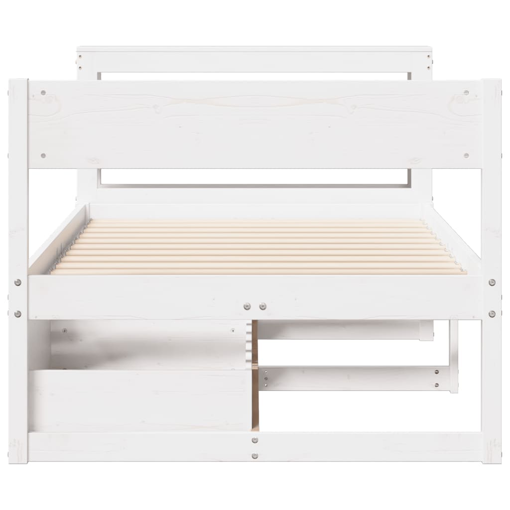 fehér tömör fenyőfa ágy matrac nélkül 90 x 200 cm