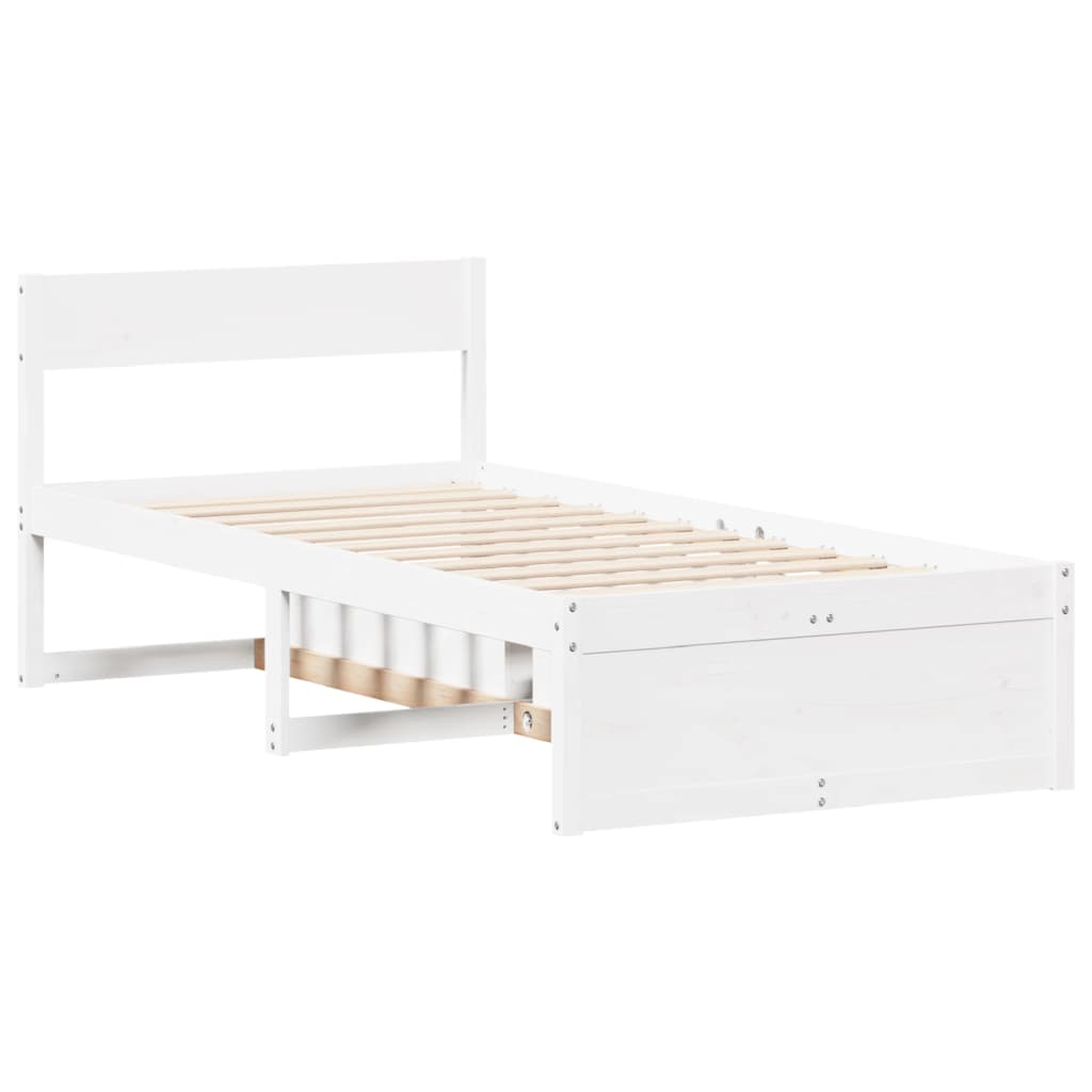 fehér tömör fenyőfa ágy matrac nélkül 90 x 200 cm