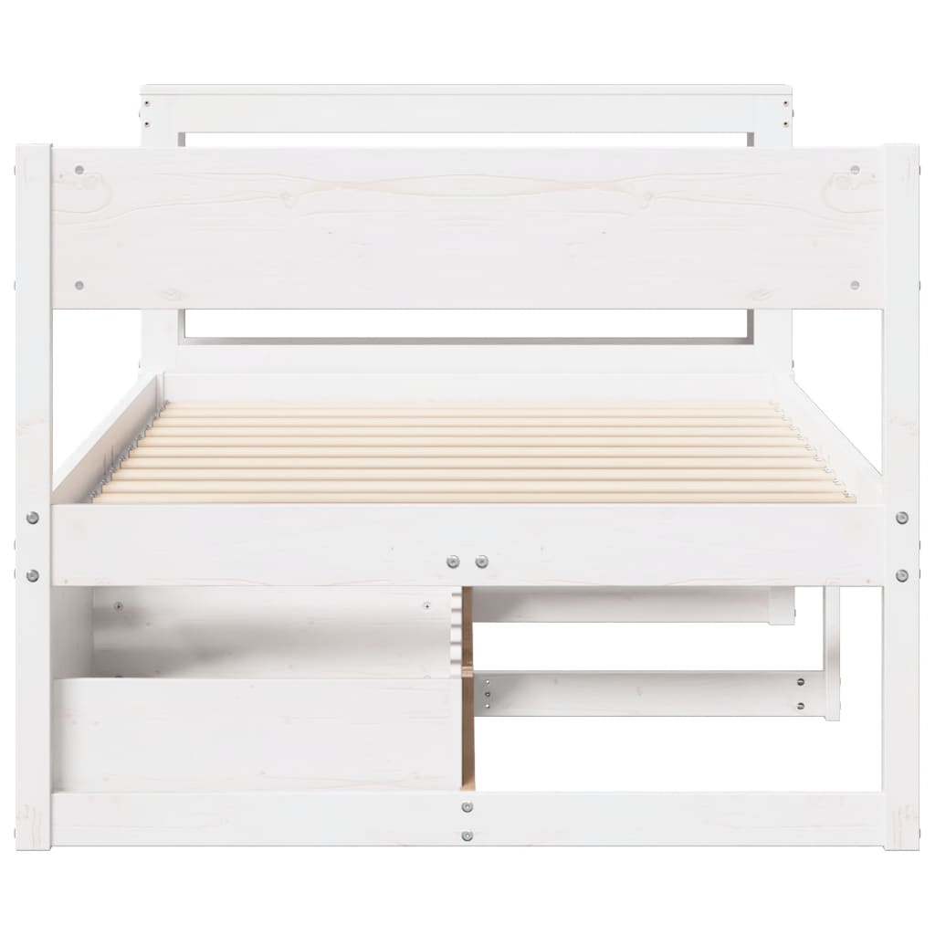 fehér tömör fenyőfa ágy matrac nélkül 75 x 190 cm
