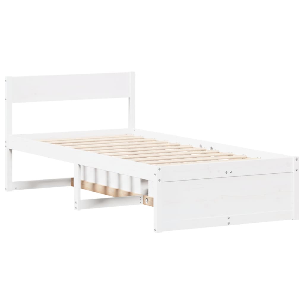 fehér tömör fenyőfa ágy matrac nélkül 75 x 190 cm