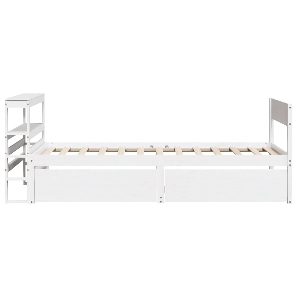 fehér tömör fenyőfa ágy matrac nélkül 75 x 190 cm