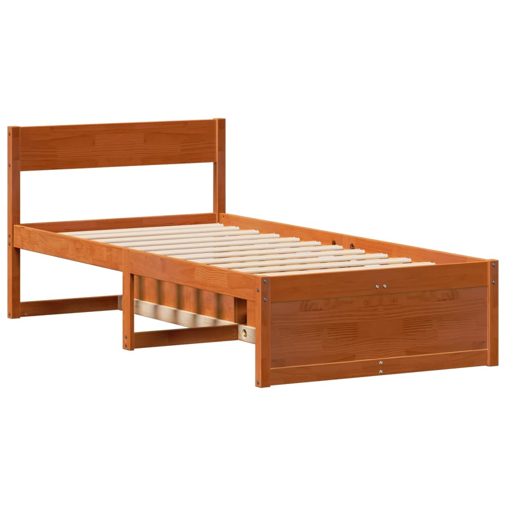viaszbarna tömör fenyőfa ágy matrac nélkül 75 x 190 cm