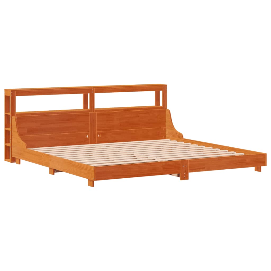 viaszbarna tömör fenyőfa ágy matrac nélkül 200 x 200 cm