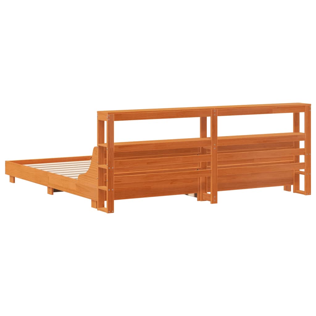 viaszbarna tömör fenyőfa ágy matrac nélkül 200 x 200 cm