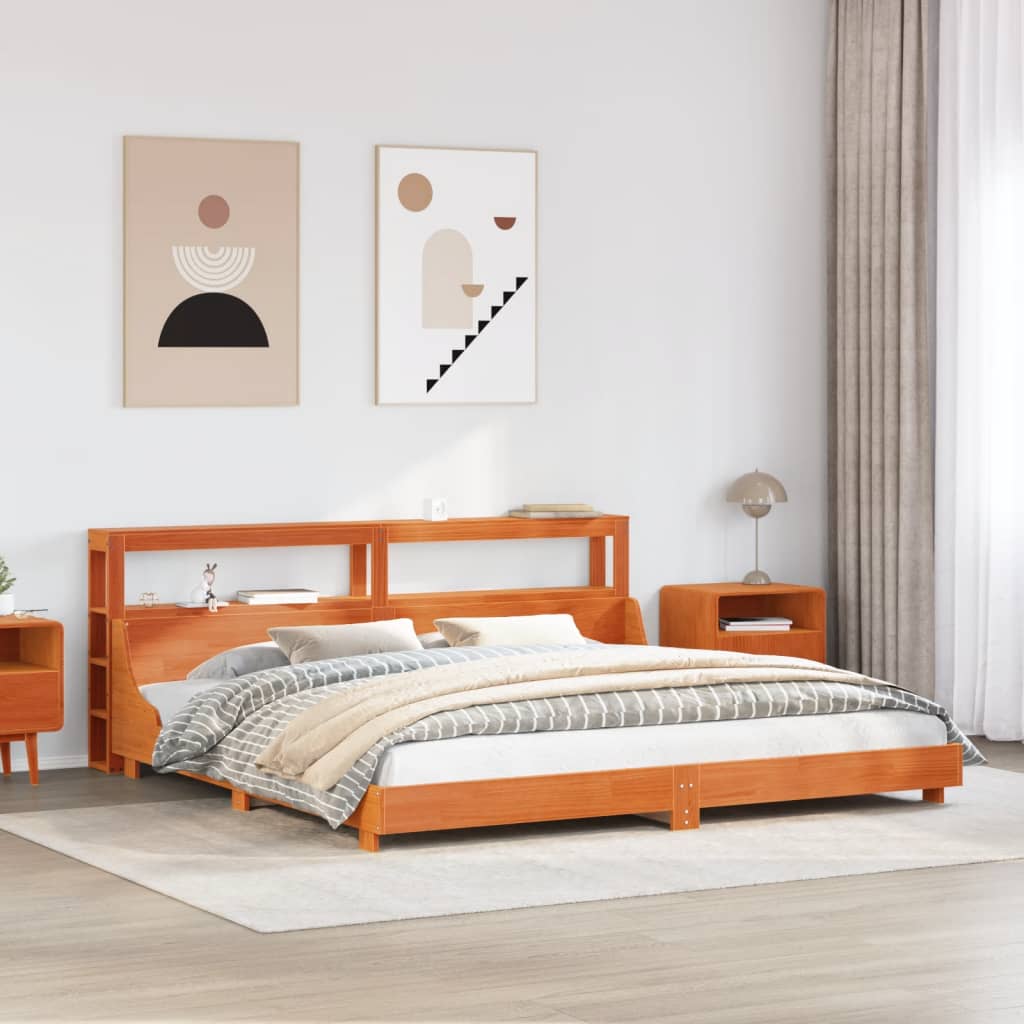 viaszbarna tömör fenyőfa ágy matrac nélkül 180 x 200 cm