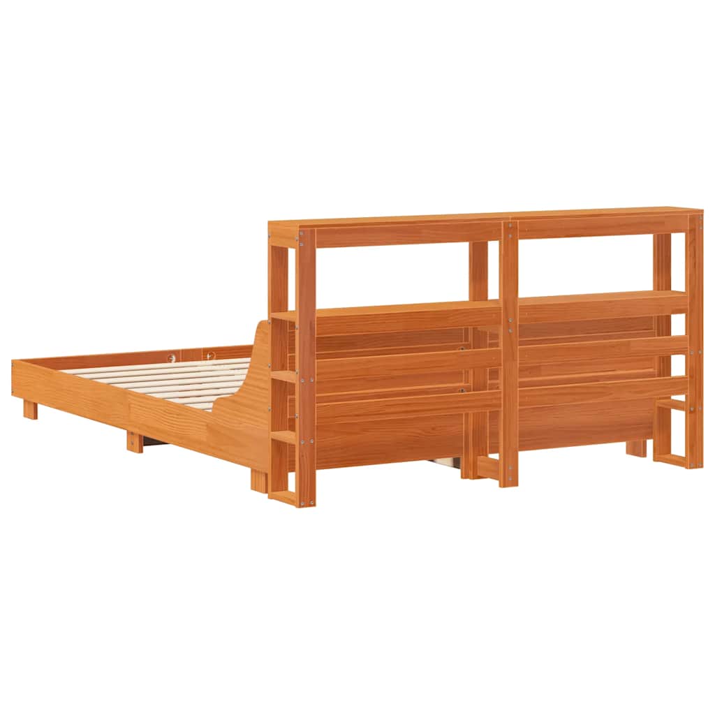 viaszbarna tömör fenyőfa ágy matrac nélkül 140 x 190 cm
