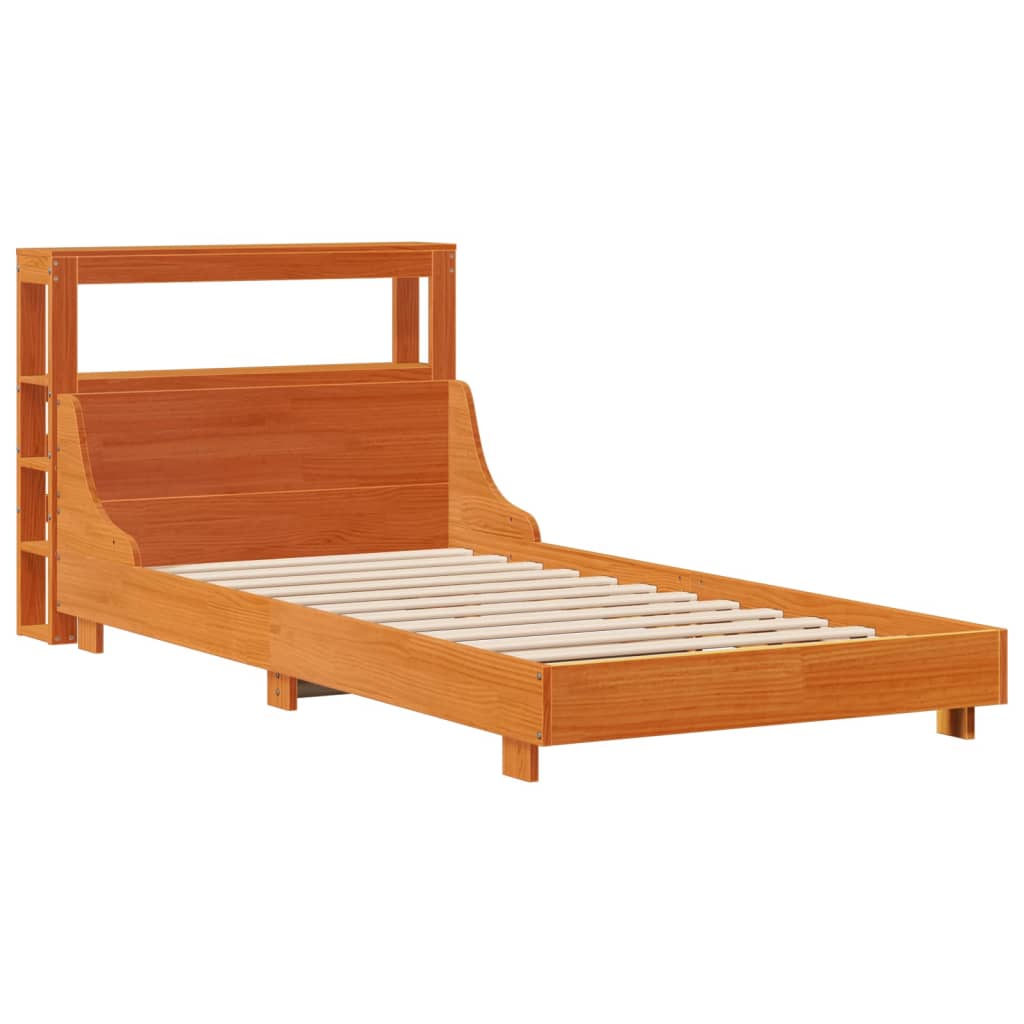 viaszbarna tömör fenyőfa ágy matrac nélkül 75 x 190 cm