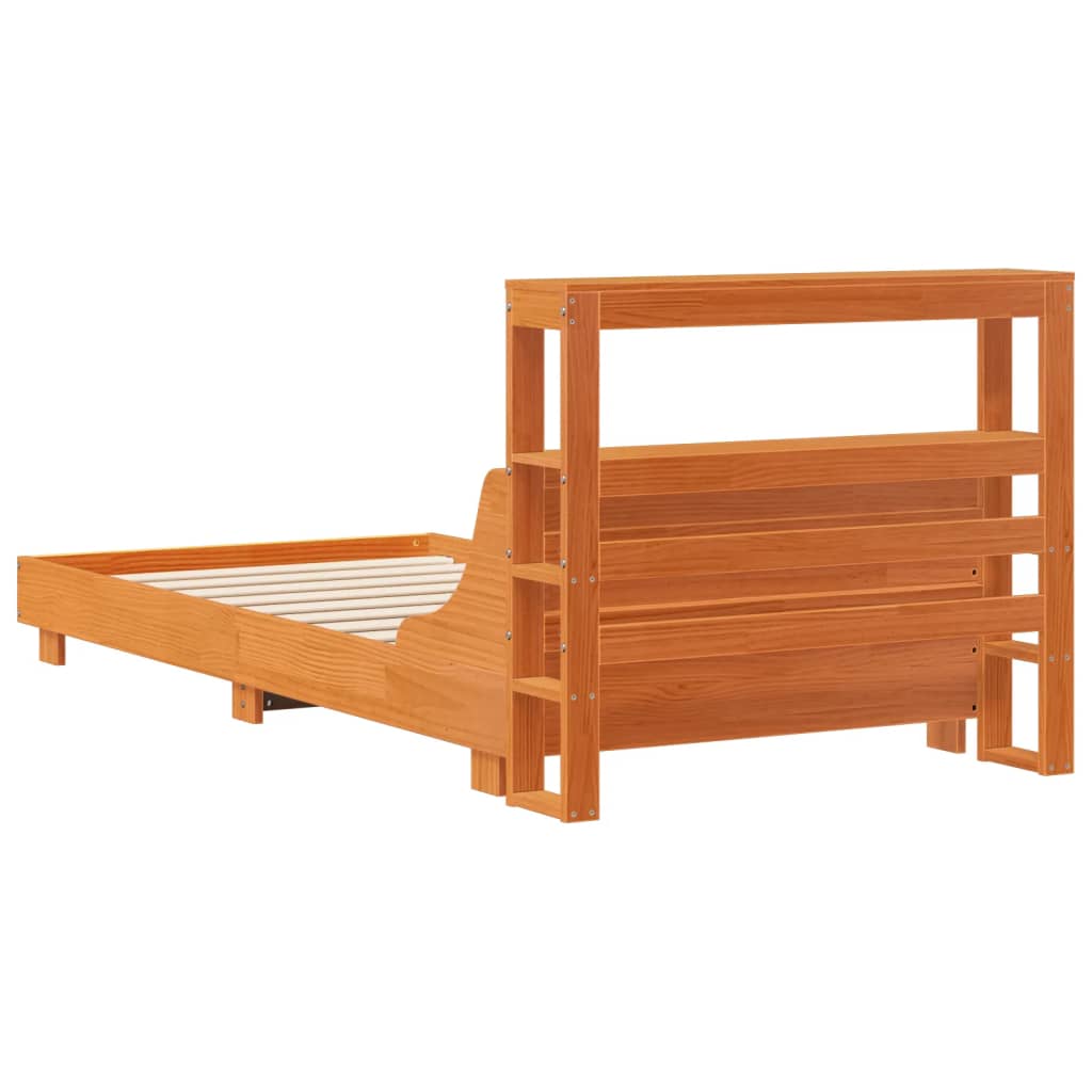 viaszbarna tömör fenyőfa ágy matrac nélkül 75 x 190 cm
