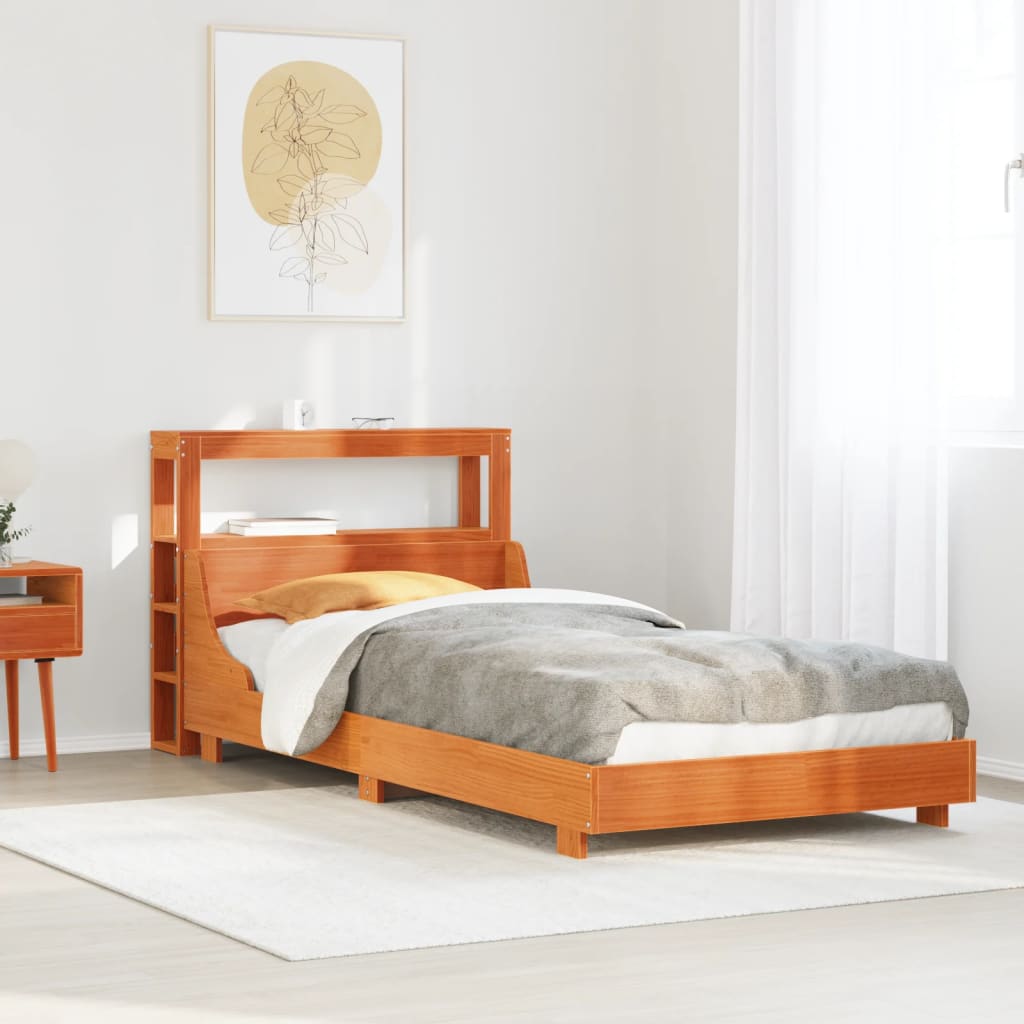 viaszbarna tömör fenyőfa ágy matrac nélkül 75 x 190 cm