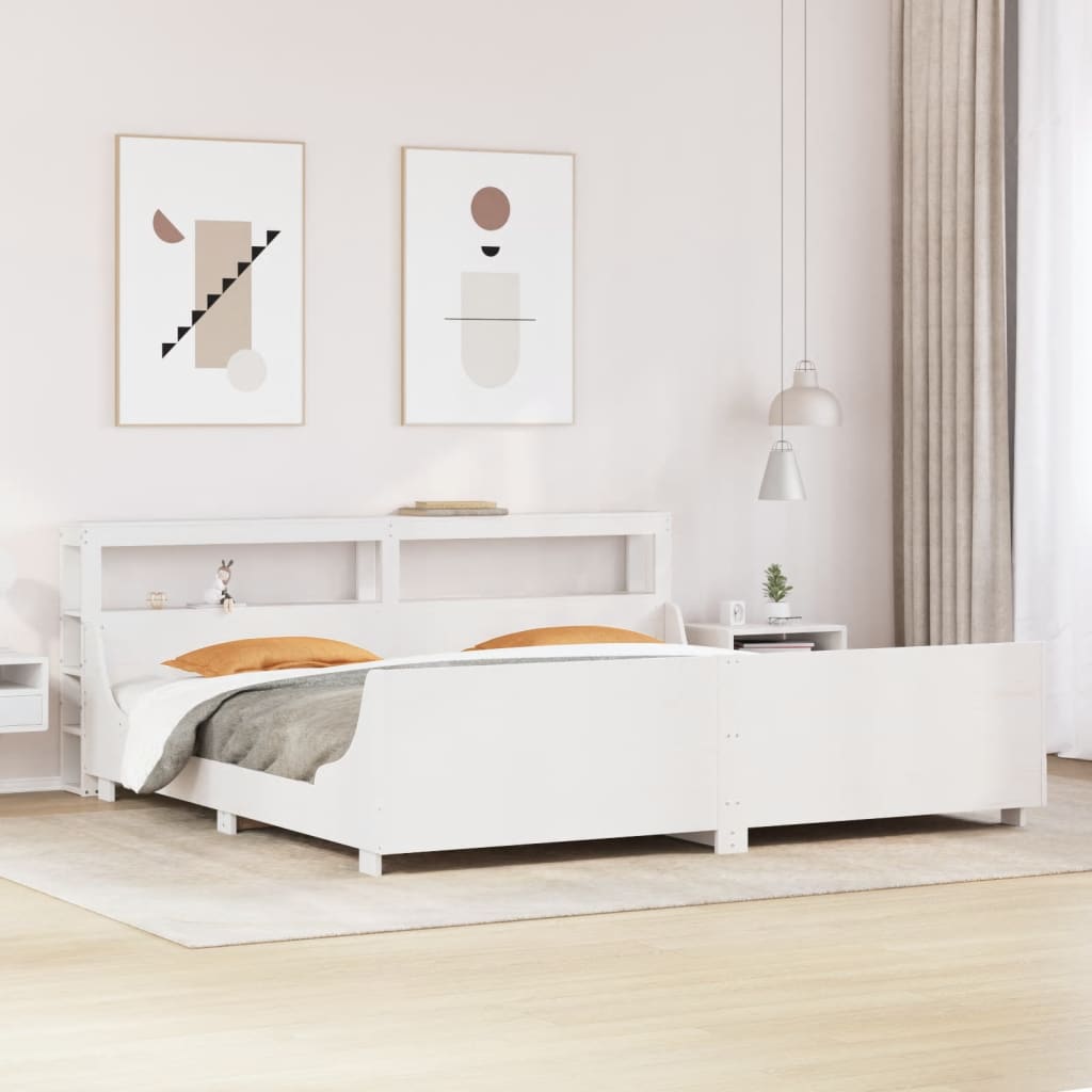 fehér tömör fenyőfa ágy matrac nélkül 200 x 200 cm