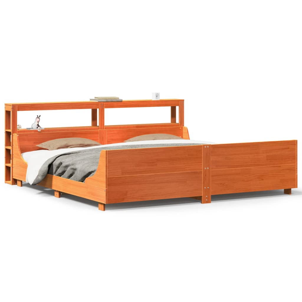 viaszbarna tömör fenyőfa ágy matrac nélkül 200 x 200 cm