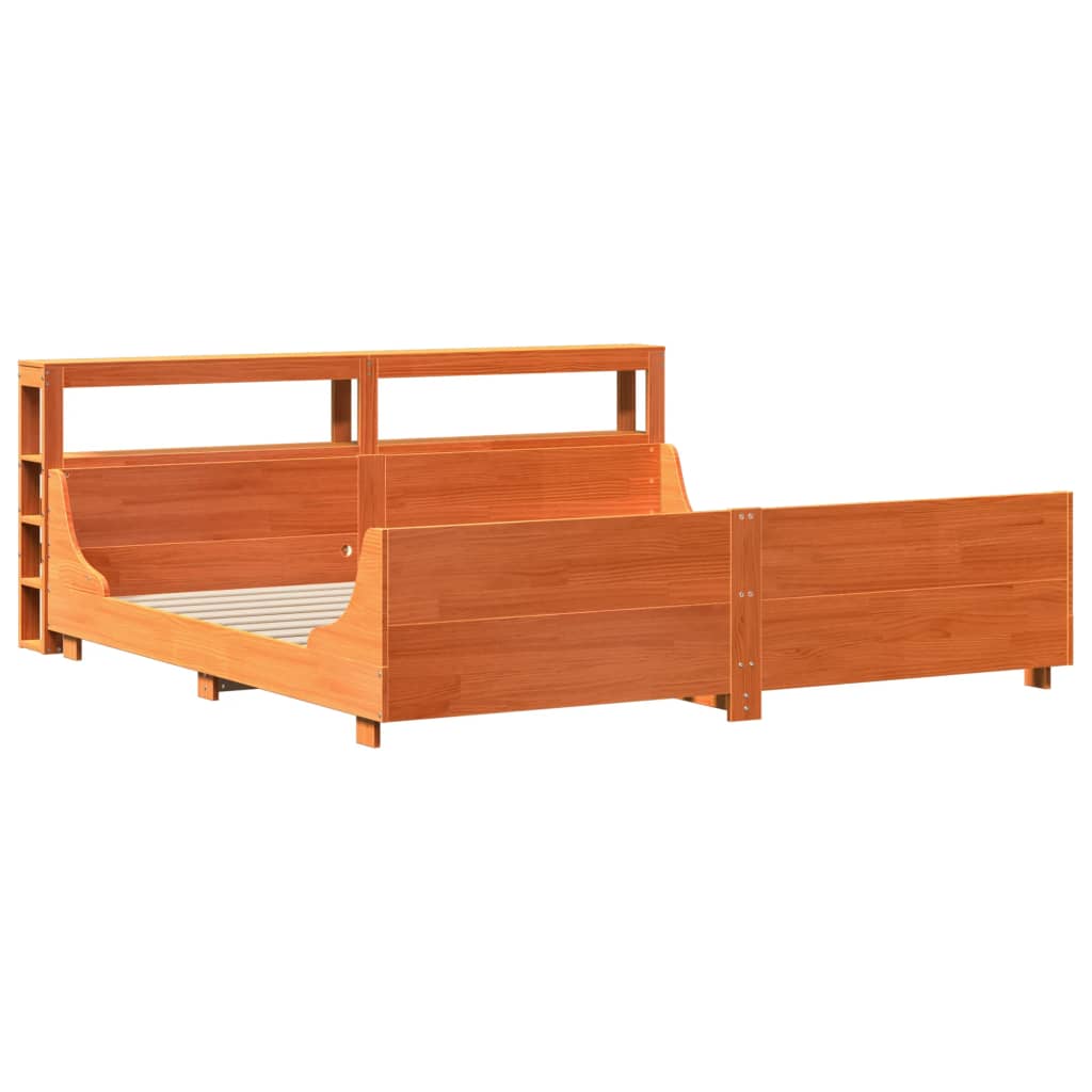 viaszbarna tömör fenyőfa ágy matrac nélkül 200 x 200 cm