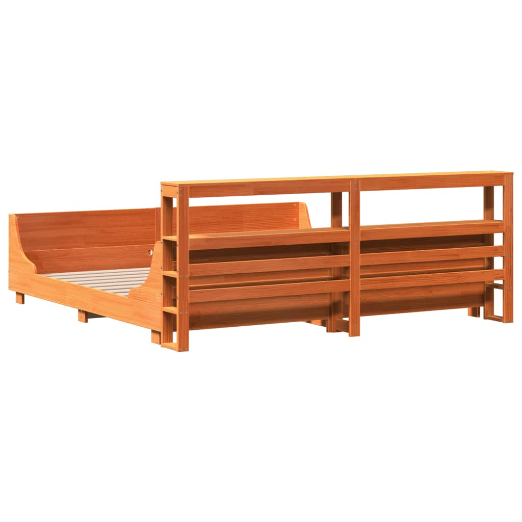 viaszbarna tömör fenyőfa ágy matrac nélkül 200 x 200 cm