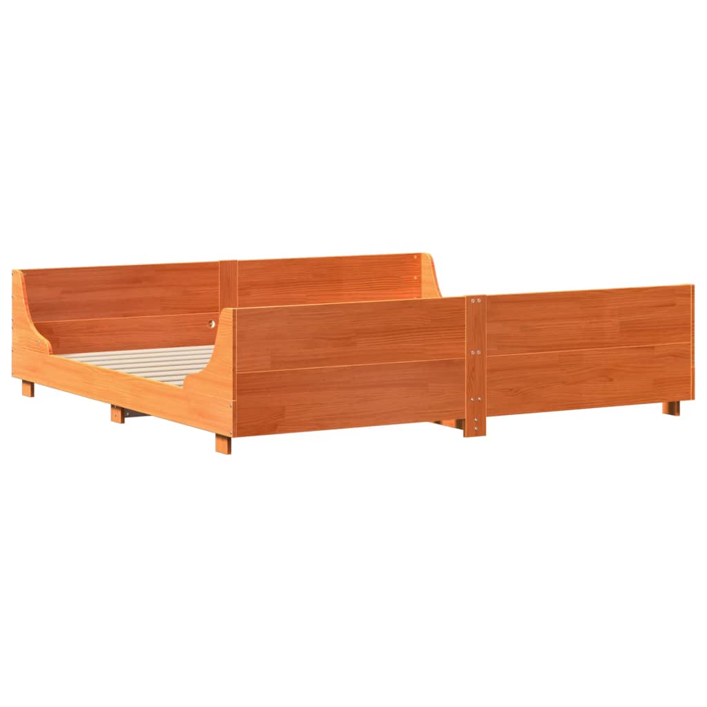 viaszbarna tömör fenyőfa ágy matrac nélkül 180 x 200 cm