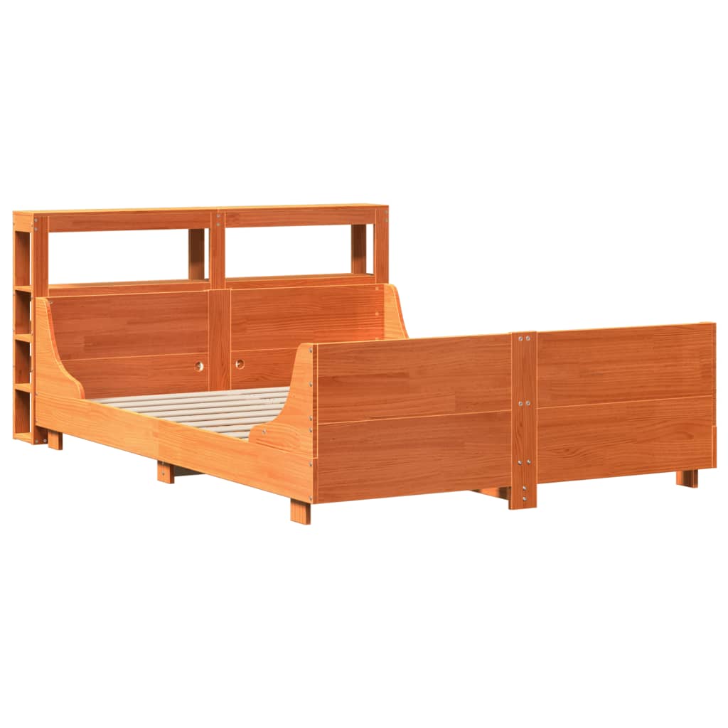 viaszbarna tömör fenyőfa ágy matrac nélkül 150 x 200 cm