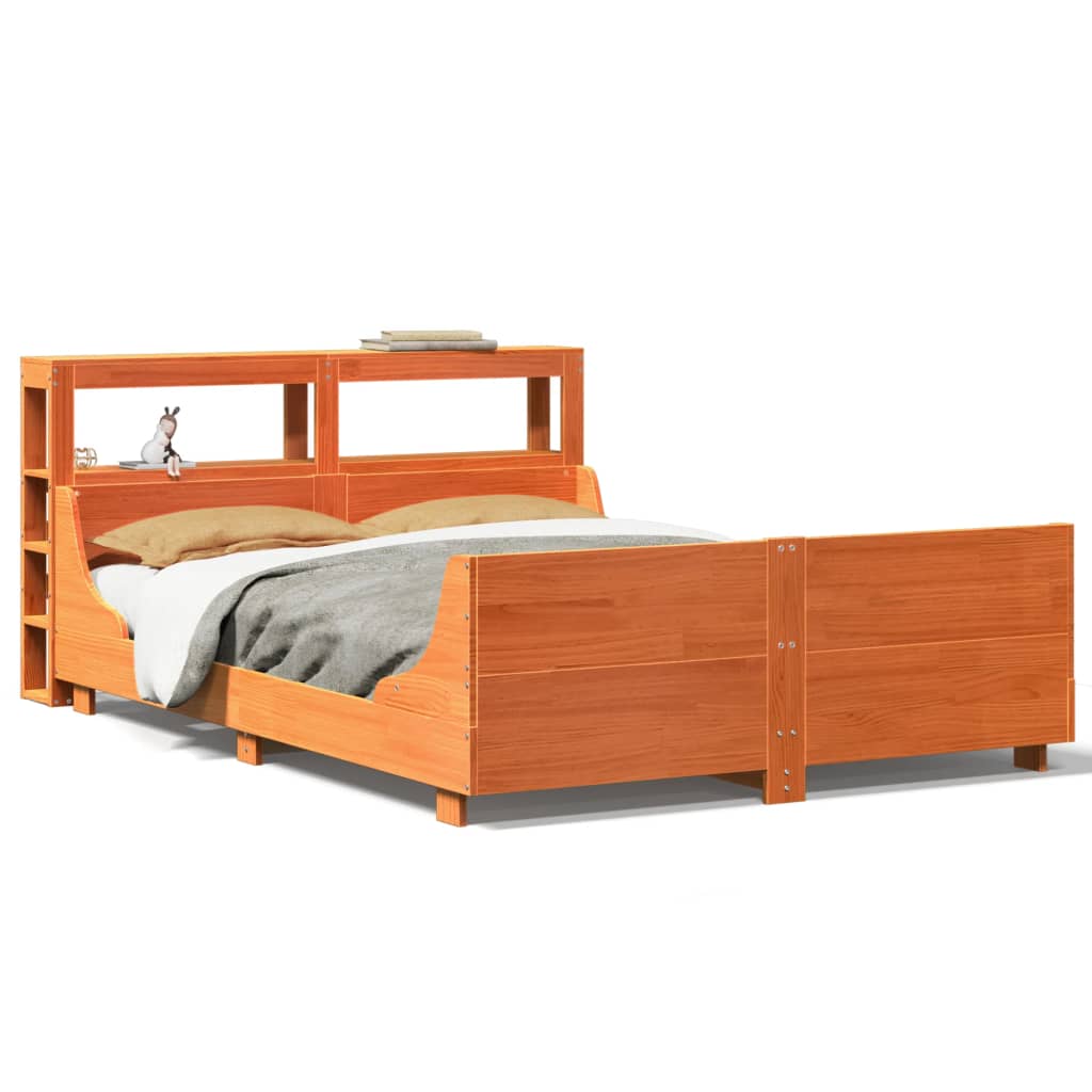 viaszbarna tömör fenyőfa ágy matrac nélkül 120 x 200 cm