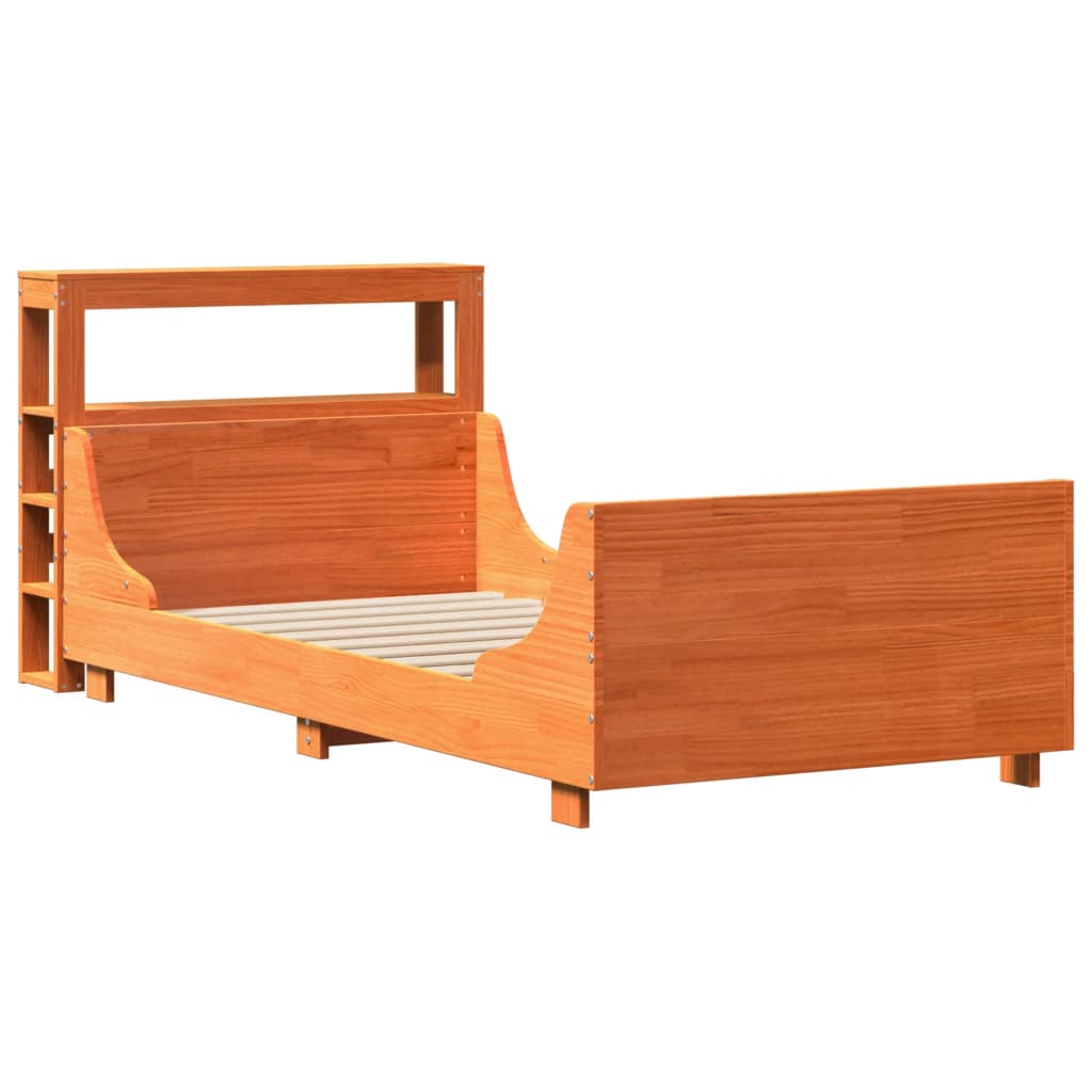 viaszbarna tömör fenyőfa ágy matrac nélkül 100 x 200 cm