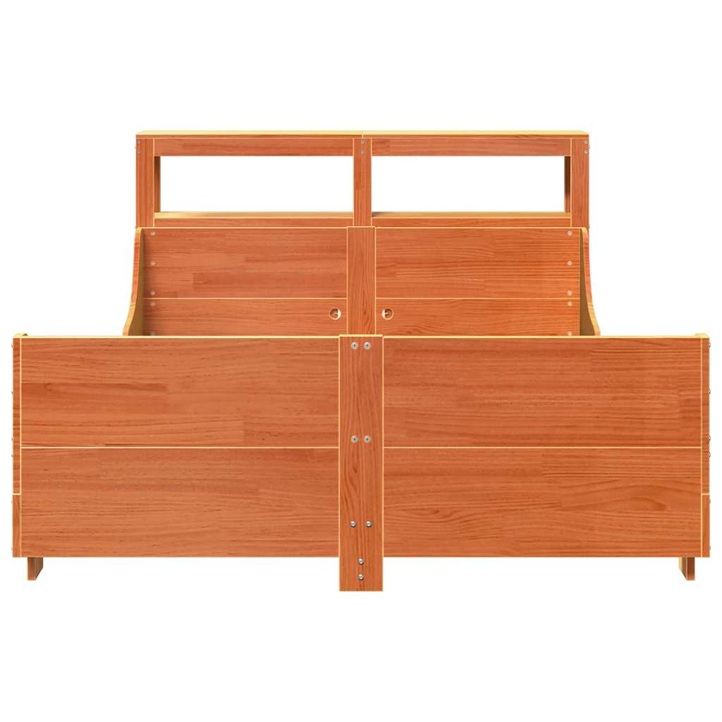 viaszbarna tömör fenyőfa ágy matrac nélkül 135 x 190 cm