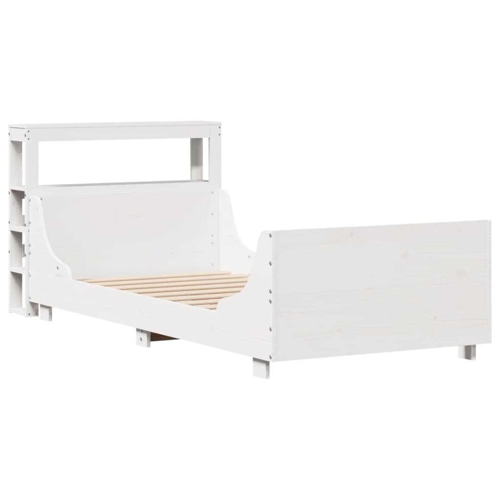 fehér tömör fenyőfa ágy matrac nélkül 75 x 190 cm