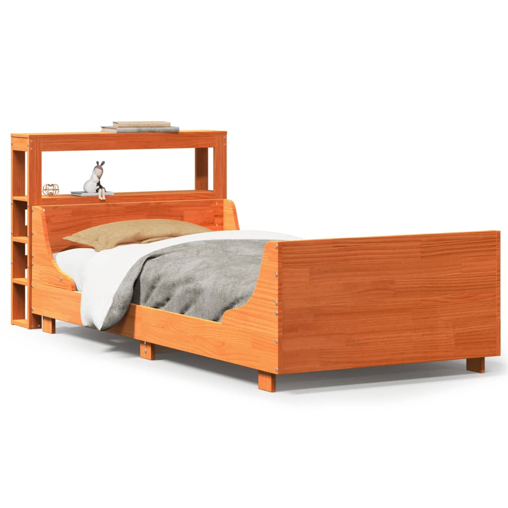 viaszbarna tömör fenyőfa ágy matrac nélkül 75 x 190 cm