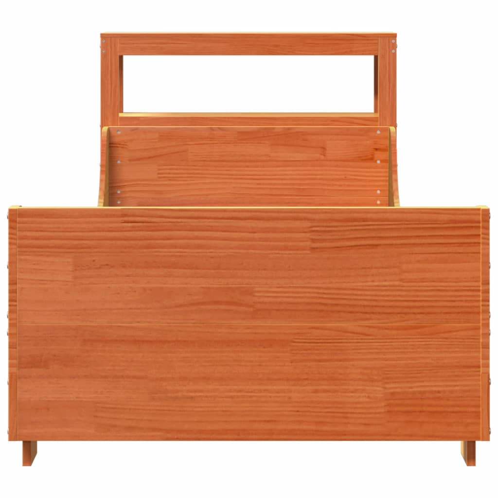viaszbarna tömör fenyőfa ágy matrac nélkül 75 x 190 cm