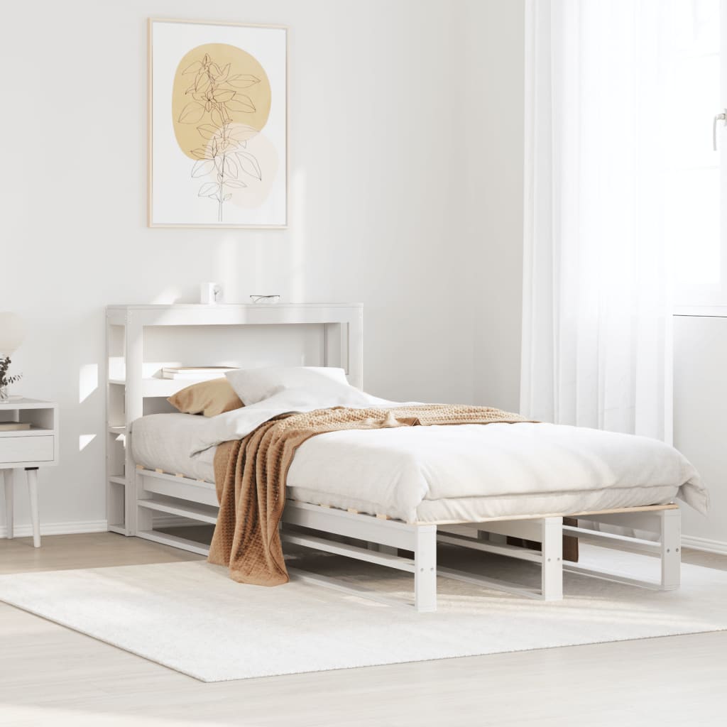 fehér tömör fenyőfa ágy matrac nélkül 90 x 200 cm