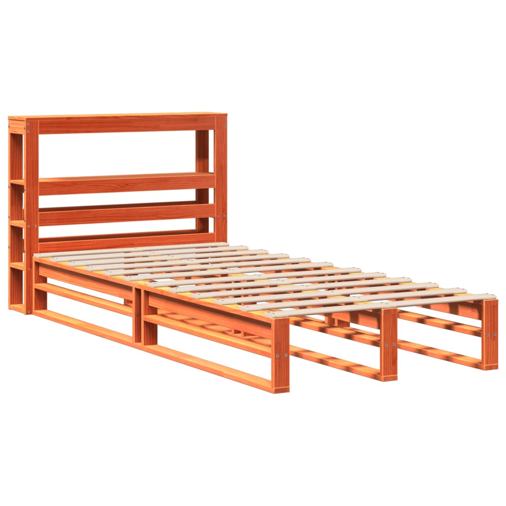 viaszbarna tömör fenyőfa ágy matrac nélkül 100 x 200 cm