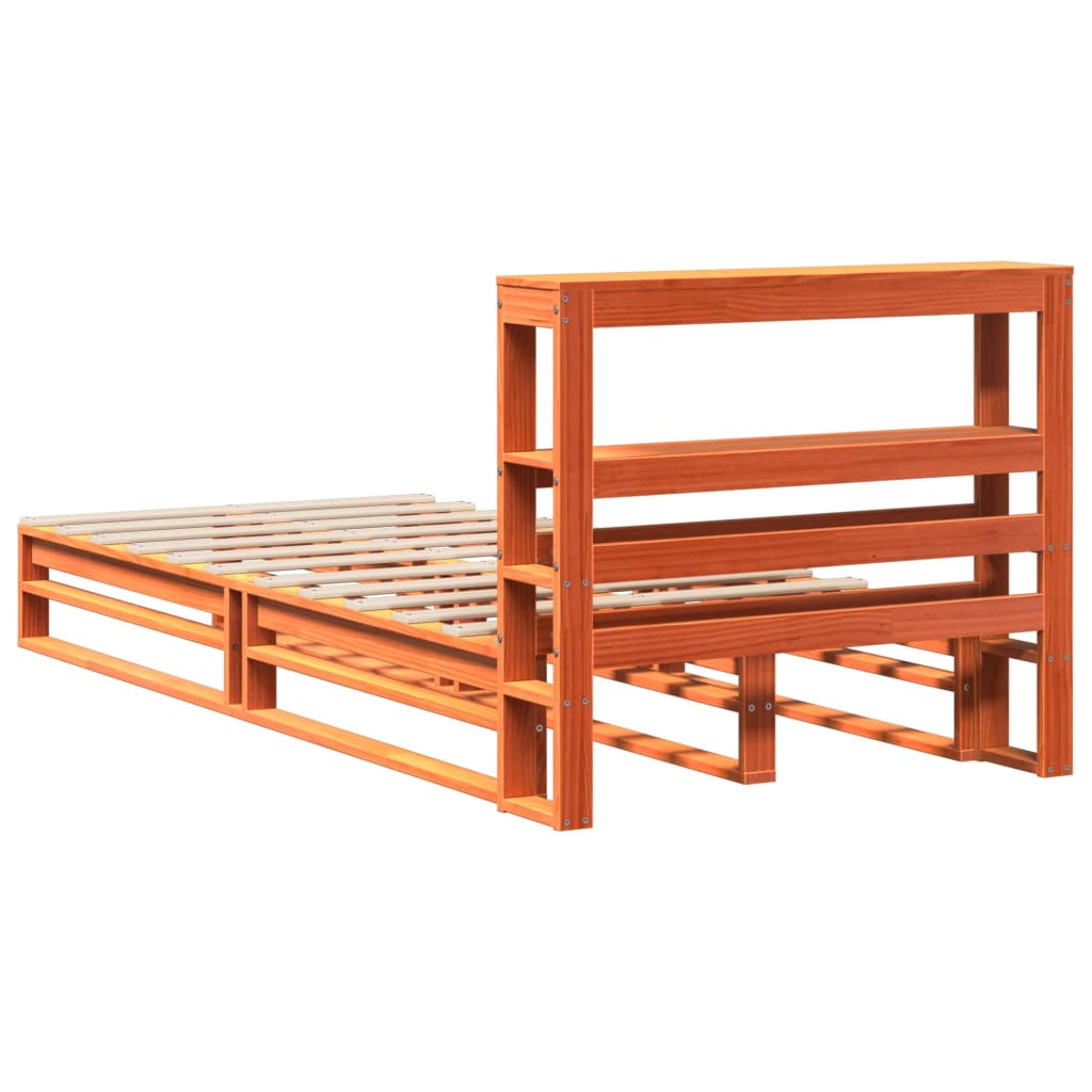 viaszbarna tömör fenyőfa ágy matrac nélkül 100 x 200 cm