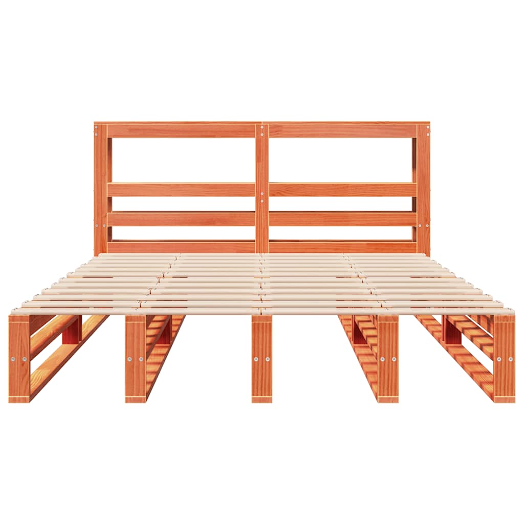 viaszbarna tömör fenyőfa ágy matrac nélkül 120 x 200 cm