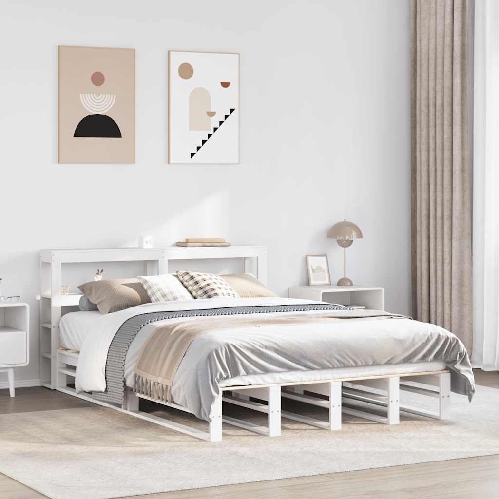 fehér tömör fenyőfa ágy matrac nélkül 150 x 200 cm
