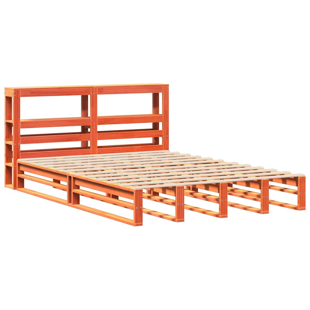 viaszbarna tömör fenyőfa ágy matrac nélkül 150 x 200 cm