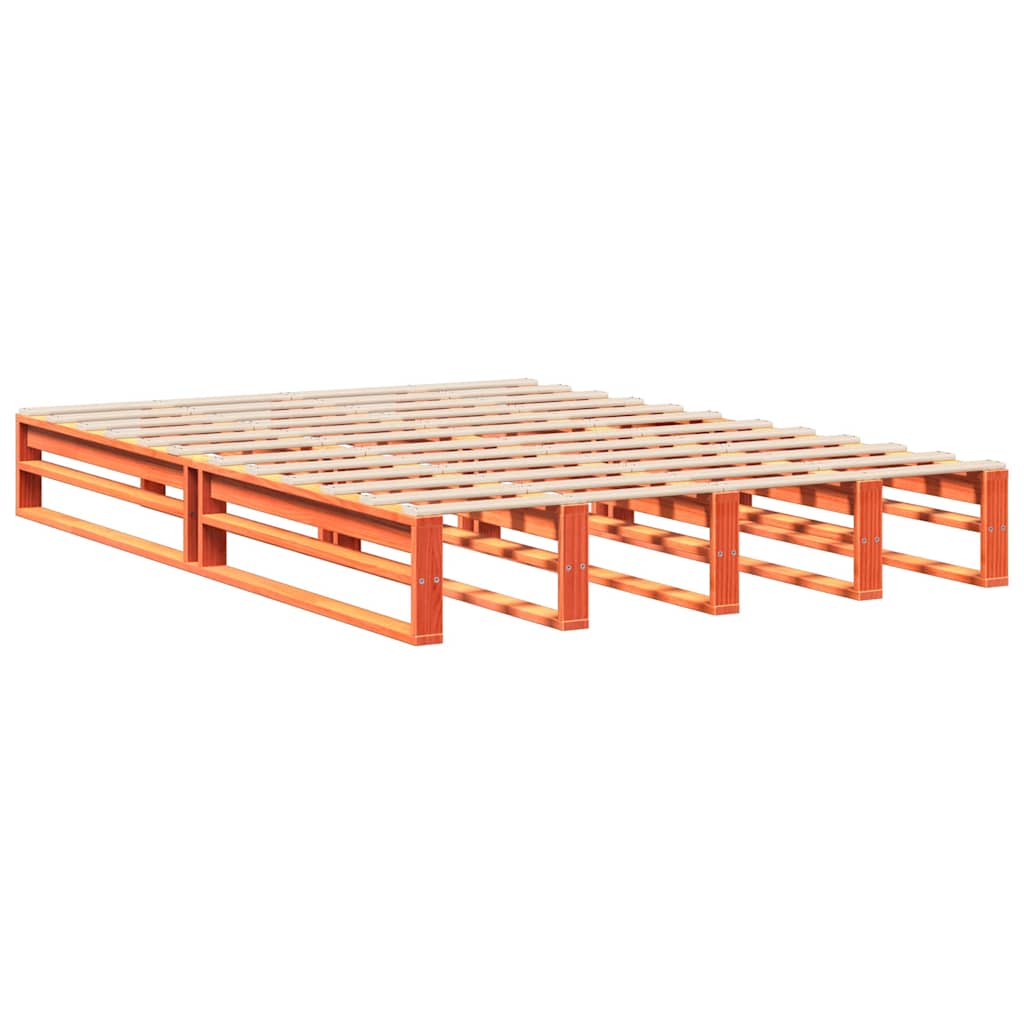 viaszbarna tömör fenyőfa ágy matrac nélkül 150 x 200 cm