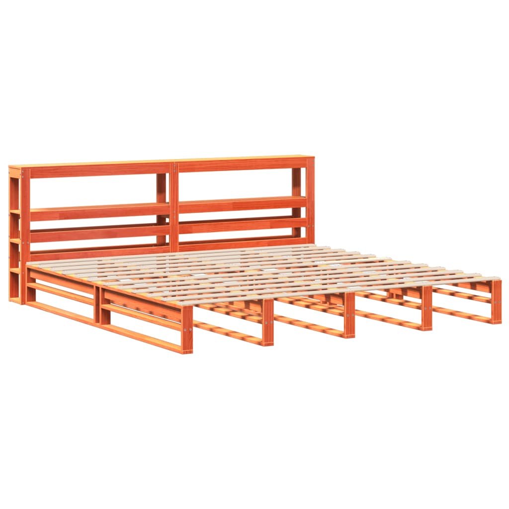 viaszbarna tömör fenyőfa ágy matrac nélkül 180 x 200 cm