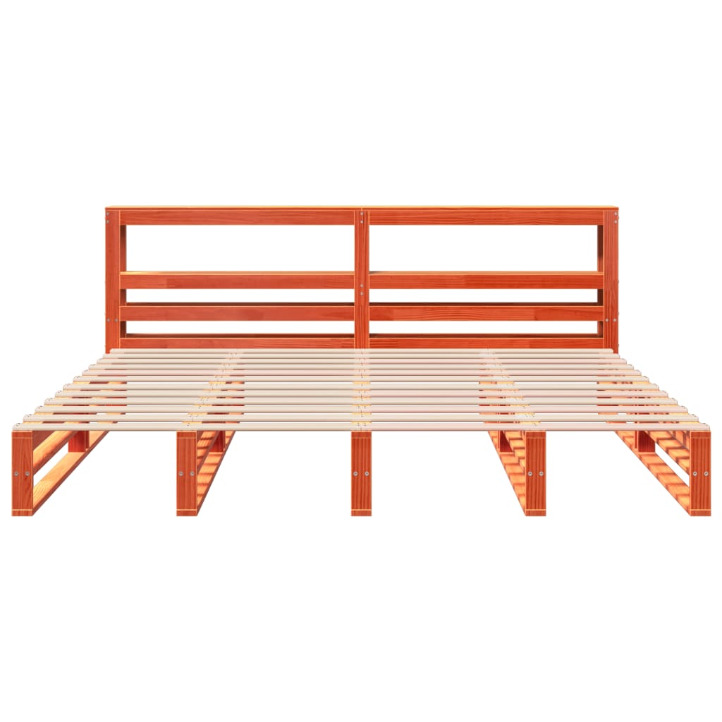 viaszbarna tömör fenyőfa ágy matrac nélkül 180 x 200 cm