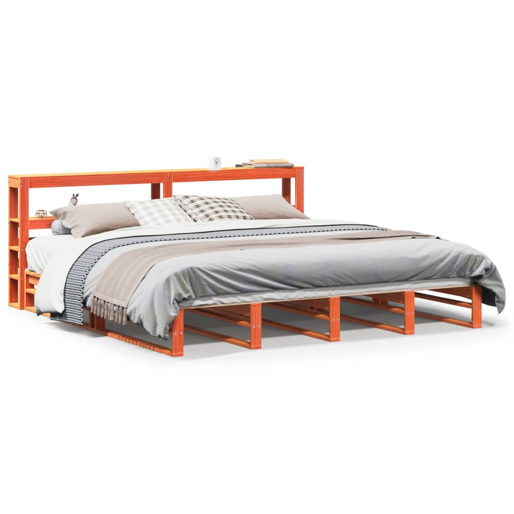 viaszbarna tömör fenyőfa ágy matrac nélkül 200 x 200 cm