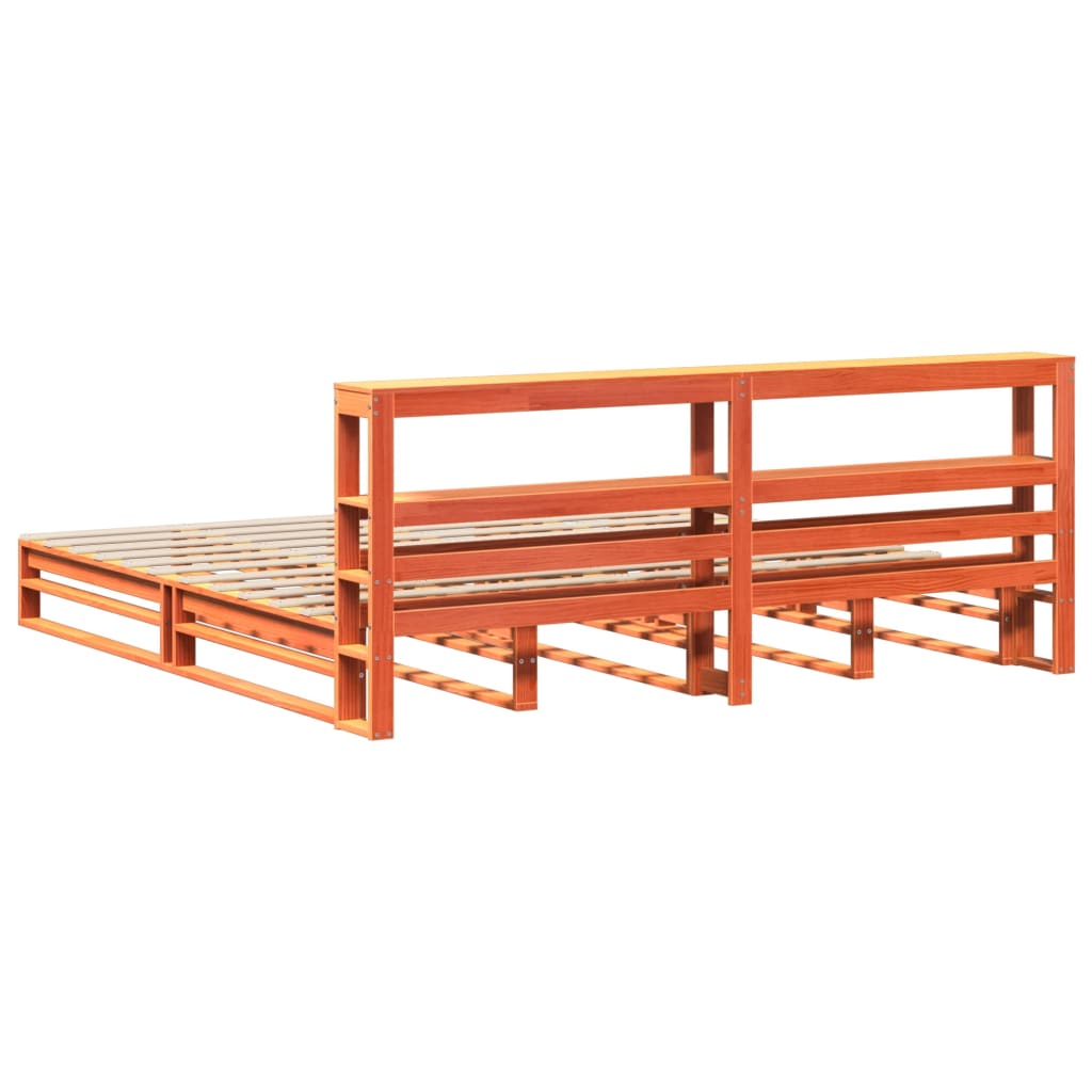 viaszbarna tömör fenyőfa ágy matrac nélkül 200 x 200 cm