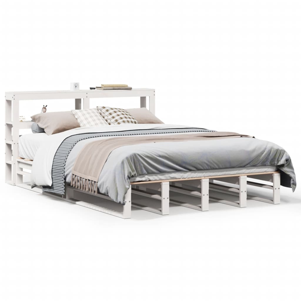 fehér tömör fenyőfa ágy matrac nélkül 120 x 190 cm